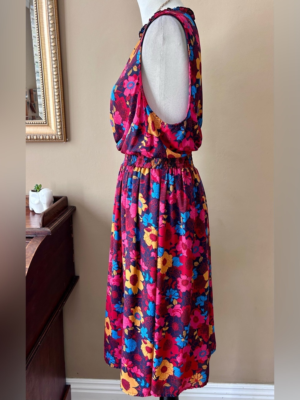 Modcloth Savor The Occasion Floral Sleeveless High Neck A-Line Dress Size 2X - Picture 4 of 9